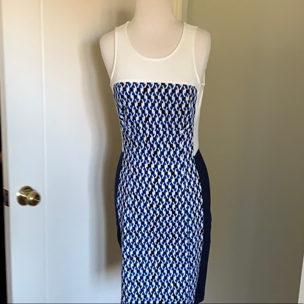 DKNYC blue navy and white dress